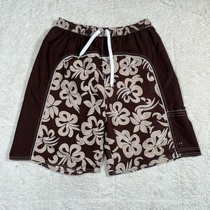Basix Men’s Floral Surf Board Swimming Trunks Shorts